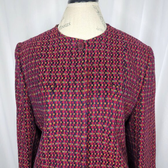 Vintage Evan Picone Blazer Medium Red Tweed Boxy - Picture 2 of 10